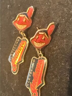 Vintage Cleveland Indians Red and Gold Team Dangle Earrings